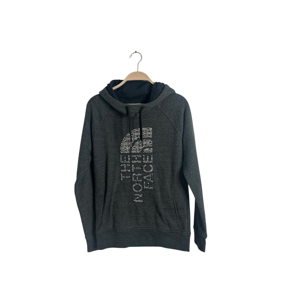 The North‎ Face size medium heatherd black/gray logo hoodie hooded sweatshirt